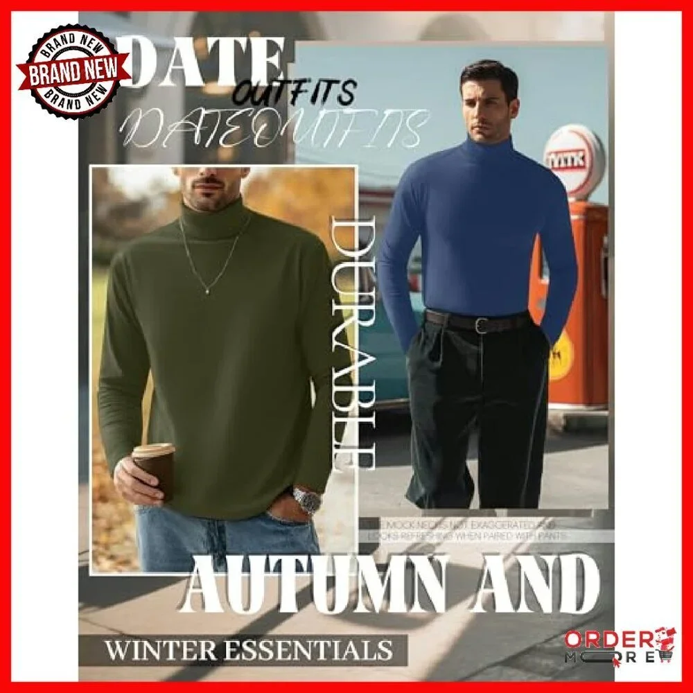 Big & Tall Turtleneck Shirts 6-Pack Long Sleeve Loose Fit Multipack